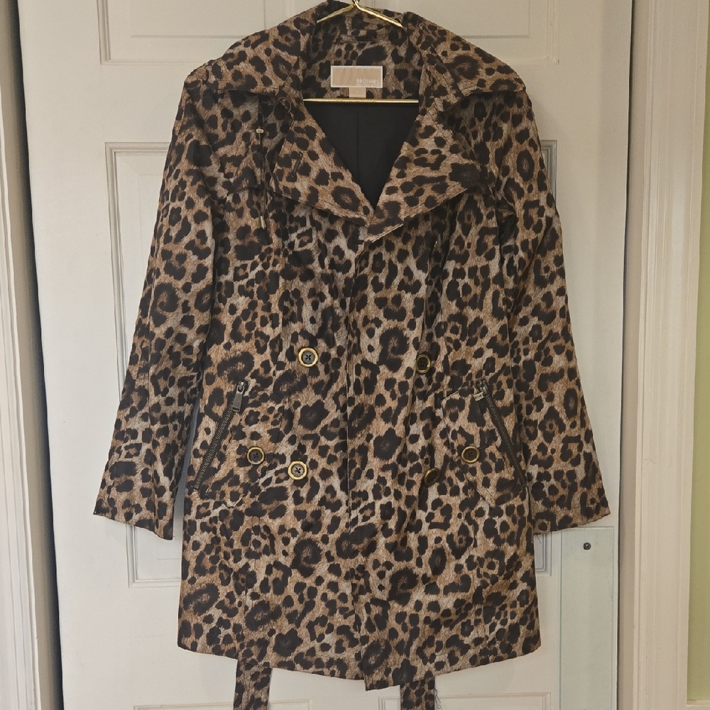 Michael Kors Leopard Print Trench Coat